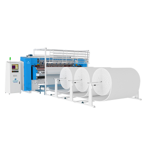 XDB-W-W-BSJ-3 + JB-1 Matriz de tela de colchón Cadena computarizada Máquina de acolchado multi-aguja 【Dispositivo Slittng】 Línea de producción + rebobinado automático